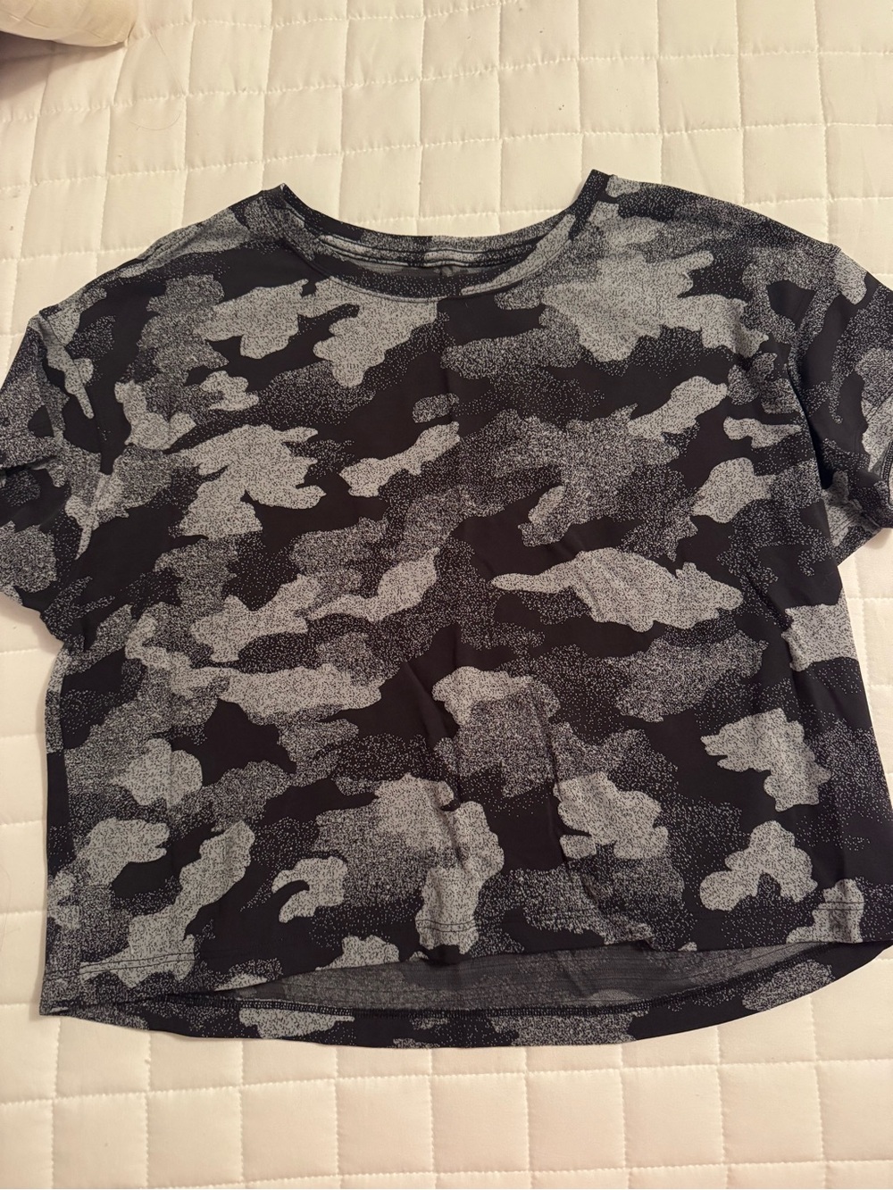 lululemon athletica Black & Gray Camo Crop Tee
